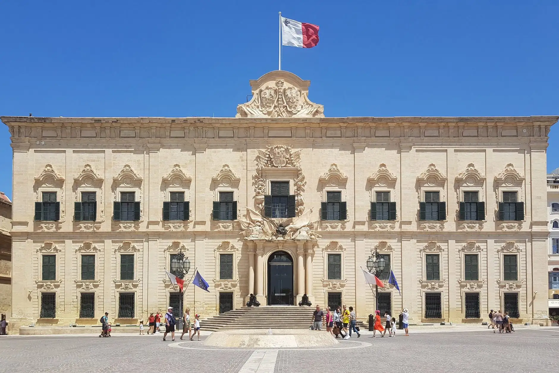 L'Auberge de Castille à La Valette, siège du bureau du Premier ministre maltais.