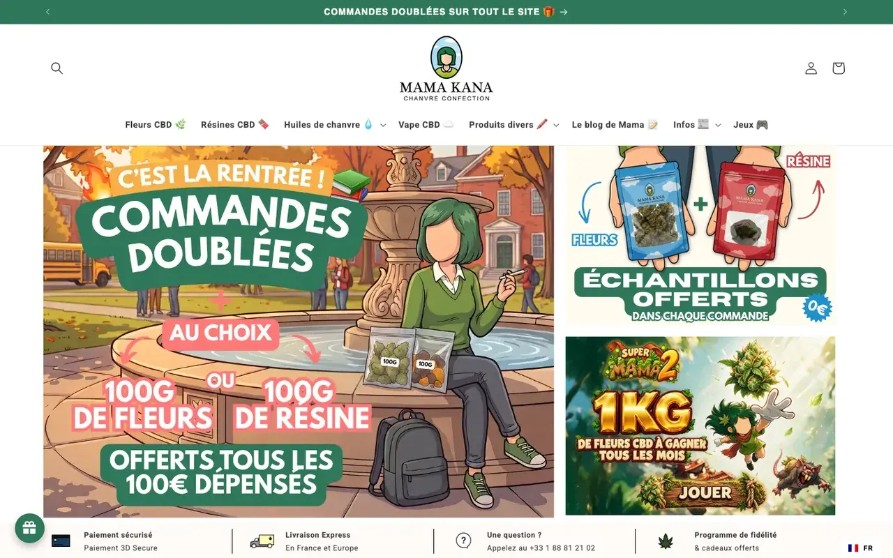 Page d'accueil de Mama Kana, capture d'écran du 7 octobre 2026